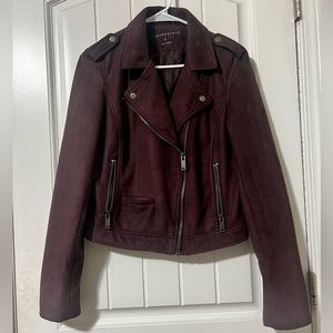 Purple suede moto jacket